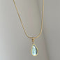 Retro Blue And Green Water Drop Necklace High Sense