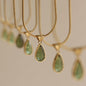 Retro Blue And Green Water Drop Necklace High Sense